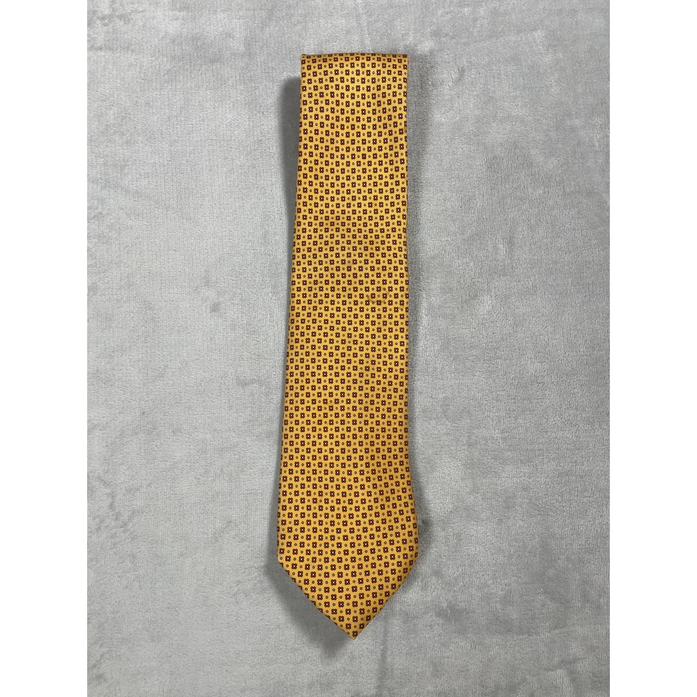 Barneys New York Tie Men's Yellow Floral 100% Silk Made in Italy Necktie